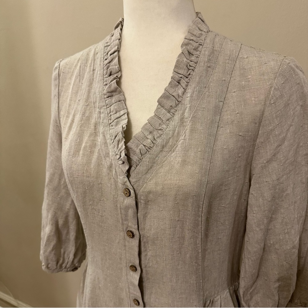 Son de flor Ophelia Dress, 3/4 Sleeve - Natural Dot / M - Picture 10 of 10